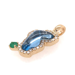 Small 14 Karat Yellow Gold Lake Tahoe Pendant with Hydro Topaz