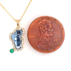Small 14 Karat Yellow Gold Lake Tahoe Pendant with Hydro Topaz