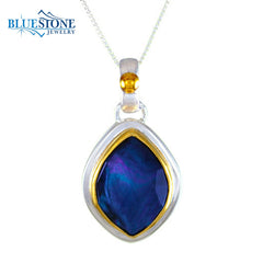 Sterling Silver and 22 Karat Yellow Gold Vermeil Pendant with Mother o