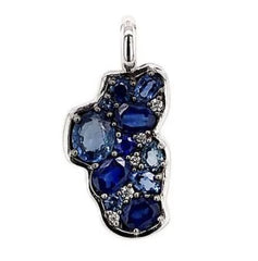 14 Karat White Gold Lake Tahoe Pendant with 11 Blue Sapphires at 1.35