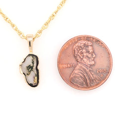 Small 14 Karat Yellow Gold Pendant with Gold Quartz