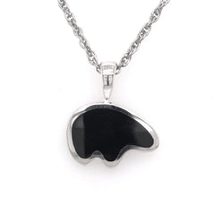 Medium Sterling Silver Bear Pendant with Black Onyx Inlay. Bear Measur
