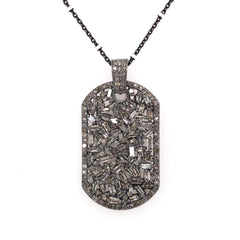 Sterling Silver Diamond Dog Tag Pendant with Chain