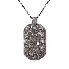 Sterling Silver Diamond Dog Tag Pendant with Chain