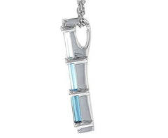 14KWG Baguette Blue Topaz Pendant w/ Diamonds