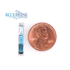 14KWG Baguette Blue Topaz Pendant w/ Diamonds