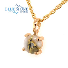 14 Karat Yellow Gold Pendant with One 6mm Round Gold Quartz Gemstone m