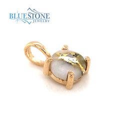 14 Karat Yellow Gold Pendant with One 6mm Round Gold Quartz Gemstone m