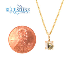 14 Karat Yellow Gold Pendant with One 6mm Round Gold Quartz Gemstone m