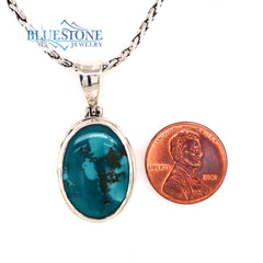 Sterling Silver Pendant with a Medium Sized Oval Natural 6/8" x 7/8" T