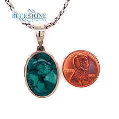 Sterling Silver Pendant with a Medium Sized Oval Natural 6/8" x 7/8" T