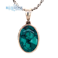 Sterling Silver Pendant with a Medium Sized Oval Natural 6/8" x 7/8" T