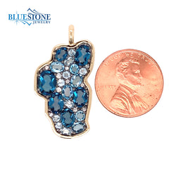 XL 14KYG Lake Tahoe Pendant w/ Various Blue Topazes