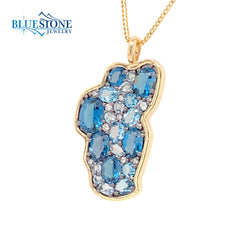 XL 14KYG Lake Tahoe Pendant w/ Various Blue Topazes