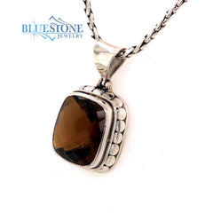 Medium Sterling Silver Pendant with One 1/2" x 5/8 Rectangular Cushion