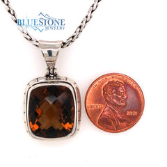 Medium Sterling Silver Pendant with One 1/2" x 5/8 Rectangular Cushion