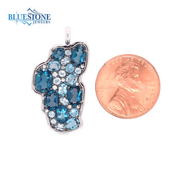 XL 14KWG Lake Tahoe Pendant w/ Variety of Blue Topaz & Diamonds