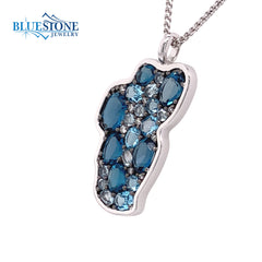 XL 14KWG Lake Tahoe Pendant w/ Variety of Blue Topaz & Diamonds