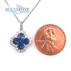 14 Karat White Gold Pendant with Five Round Sapphires at 1.20 Total Ca