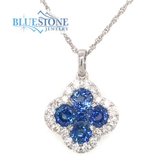 14 Karat White Gold Pendant with Five Round Sapphires at 1.20 Total Ca