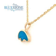 Small 14 Karat Yellow Gold California Bear Pendant with Turquoise Inla
