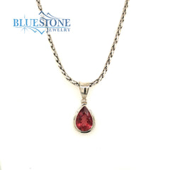 Sterling Silver Pendant with Pear Cut Pink Tourmaline, Pendant Measure