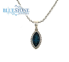 Sterling Silver Pendant With Marquise Cut London Blue Topaz, Pendant M
