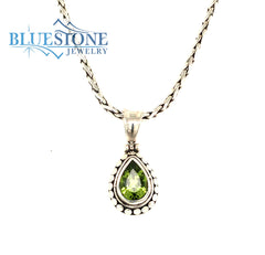 Sterling Silver Pendant with a pear cute Peridot gemstone. Peridot gem