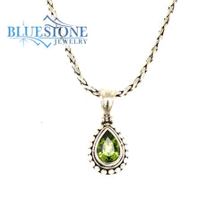 Sterling Silver Pendant with a pear cute Peridot gemstone. Peridot gem