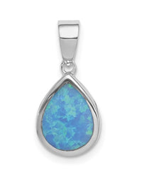 Sterling Silver Tear Drop Pendant w/ Created Opal