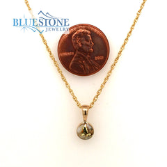 14 Karat Yellow Gold Pendant with One Round 6mm Gold Quartz from the S