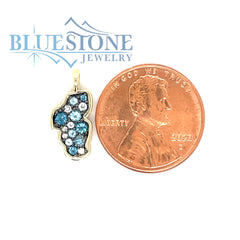 Small 14KYG Lake Tahoe Pendant w/ Blue Topazes & Diamonds