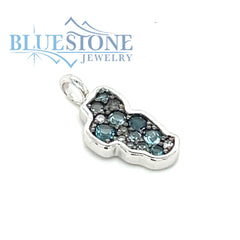 Small 14 Karat White Gold Lake Tahoe Pendant with London, Swiss and Sk