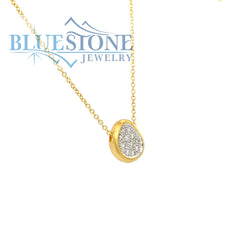 14K Yellow Gold 0.15cttw Pave Set Diamond Pendant on a 18 inch chain