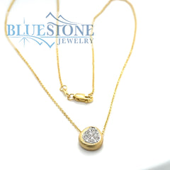 14K Yellow Gold 0.15cttw Pave Set Diamond Pendant on a 18 inch chain