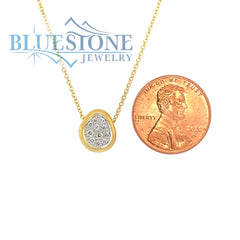 14K Yellow Gold 0.15cttw Pave Set Diamond Pendant on a 18 inch chain