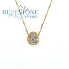 14K Yellow Gold 0.15cttw Pave Set Diamond Pendant on a 18 inch chain