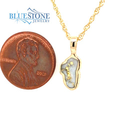 Small 14 Karat Yellow Gold Pendant with Gold Quartz
