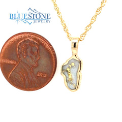 Small 14 Karat Yellow Gold Pendant with Gold Quartz