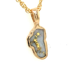 Small 14 Karat Yellow Gold Pendant with Gold Quartz