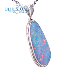 Extra Large Sterling Silver Large Pendant with One Australian Opal, Co