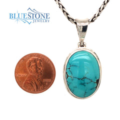 Sterling Silver Pendant with a Medium Sized Oval Natural 6/8" x 7/8" T