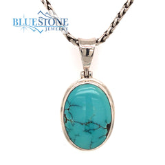 Sterling Silver Pendant with a Medium Sized Oval Natural 6/8" x 7/8" T