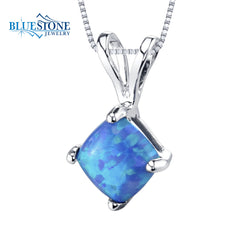 14 Karat White Gold Pendant with One 6mm Square Lab Created Opal. 
Ch