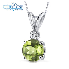 14 Karat White Gold Pendant with One 6.5mm Round Cut 1.00 Carat Perido
