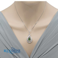 Sterling Silver Rhodium Plated Pendant with One 2.00 Carat 7mm x 10mm