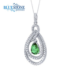 Sterling Silver Rhodium Plated Pendant with One 2.00 Carat 7mm x 10mm