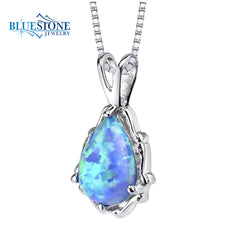 Sterling Silver Rhodium Plated Pendant with One 1.00 Carat 10mm x 7mm