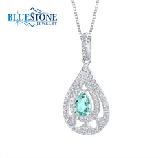 Sterling Silver Rhodium Plated Pendant with One 7mmx 5mm 1.00 Carat Pe