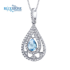 Sterling Silver Rhodium Plated Pendant with One 7mmx 5mm 0.75 Carat Pe